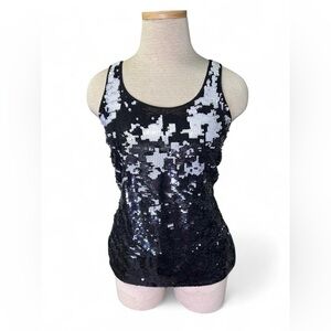 Express Black and Silver Sequin Tank Top